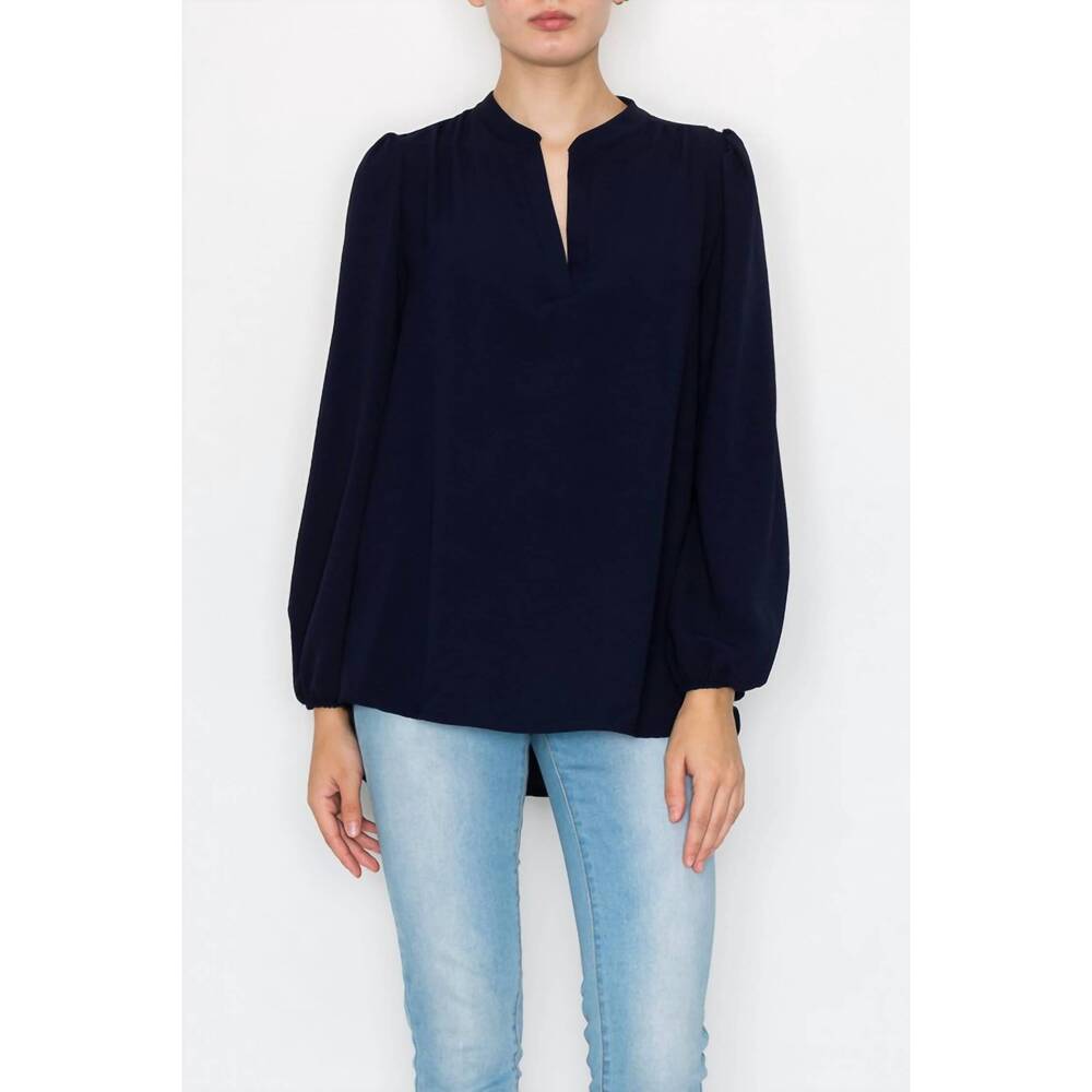 NEW STYLIVE everyday long sleeve blouse in black